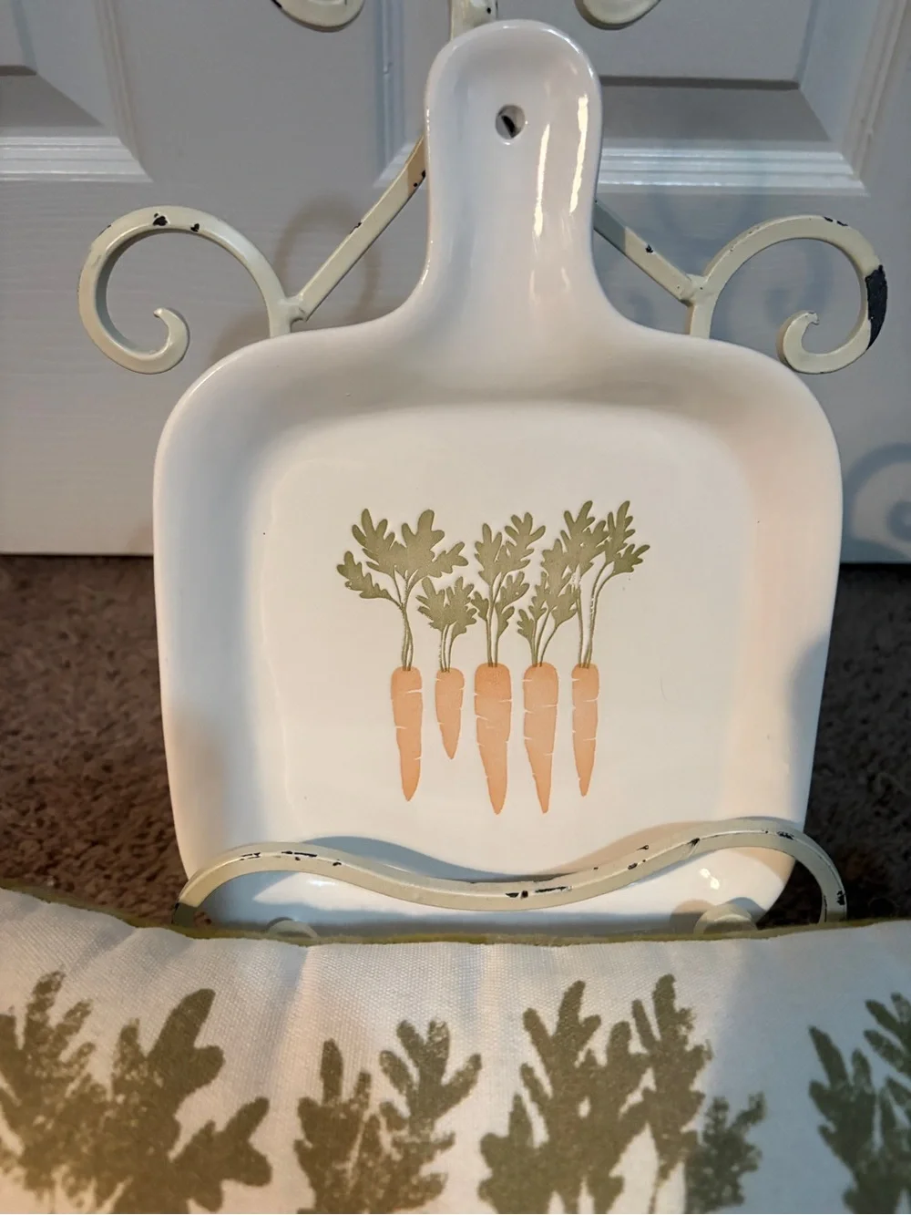 Decorative Carrot pillow w/ matching Carrot plate